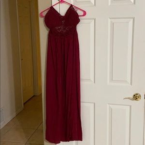 Long maroon summer dress
